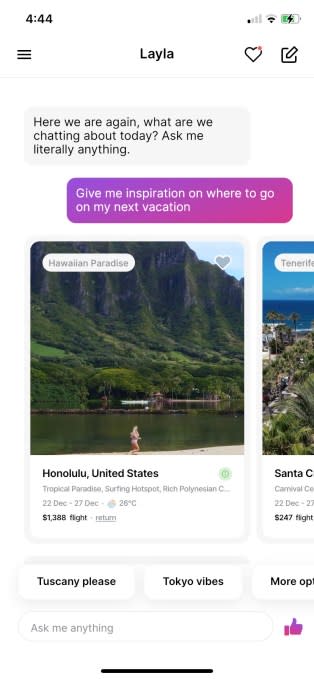 Layla chatbot for travel