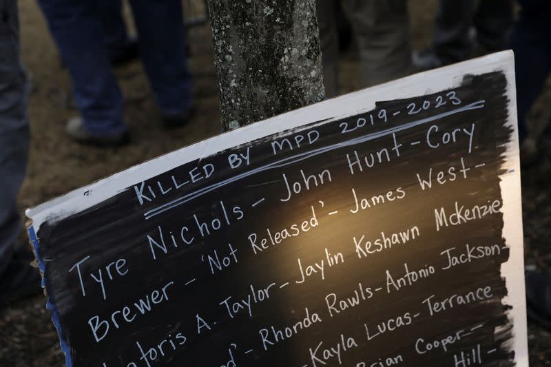 People participate in a protest after the death of Tyre Nichols, in Memphis