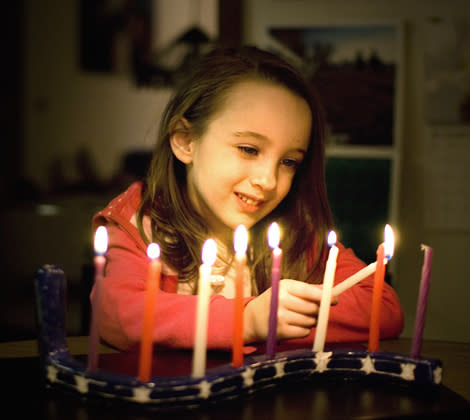 Lighting the menorah