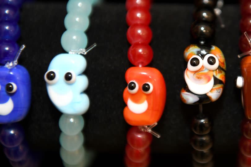 Some of Heather Davis's Beanie Beads bracelets