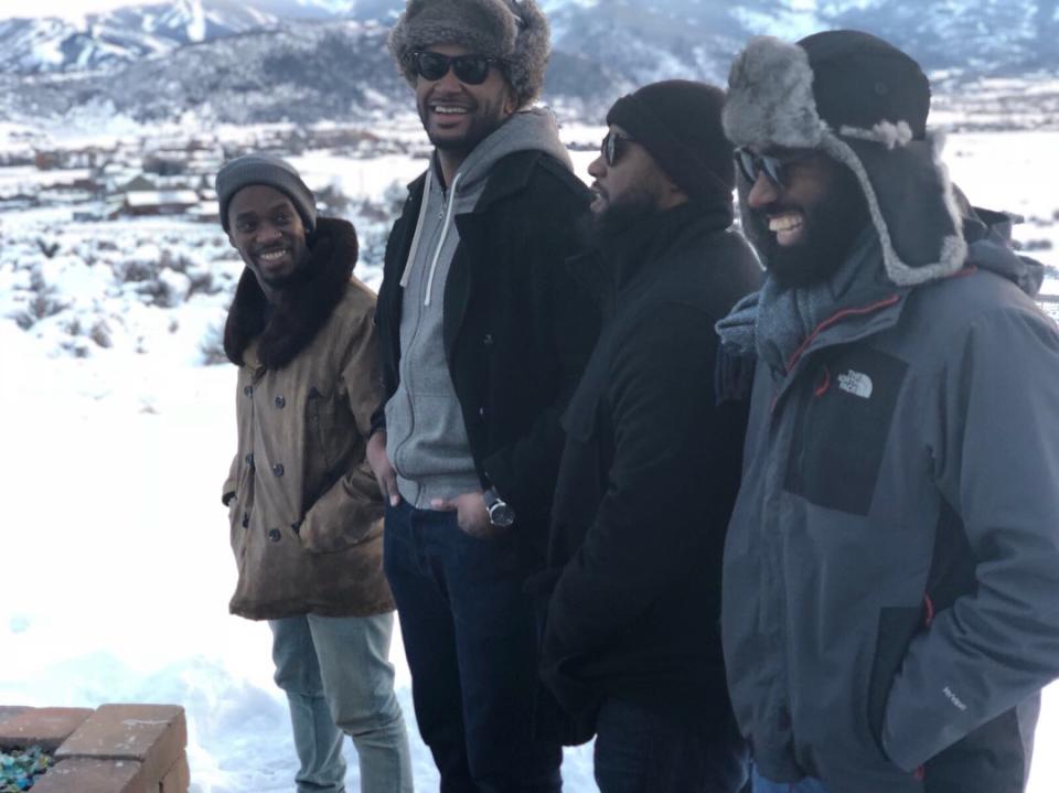 From left: Aml Ameen, Arlando Whitaker, Bruce Purnell Jr. and George Jones III, ‘Entourage’-style, at Sundance (Courtesy of Ameen Aml)