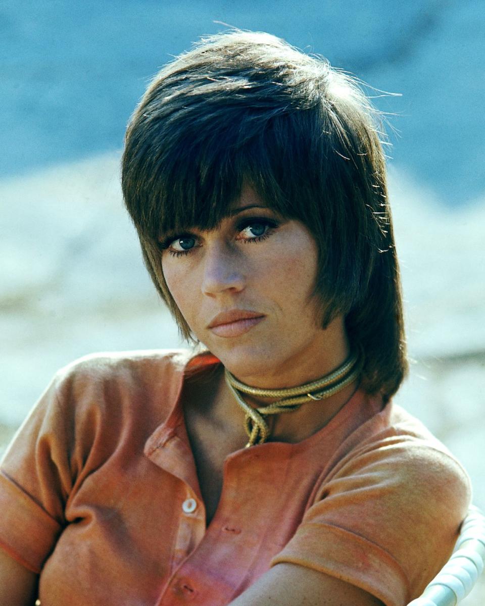<p>After hairstylist Paul McGregor cut Jane Fonda's hair into this funky short-and-long style for the 1971 film <em><a href="https://www.amazon.com/Klute-Andy-Lewis/dp/B00005U2KC?tag=syn-yahoo-20&ascsubtag=%5Bartid%7C10055.g.22675797%5Bsrc%7Cyahoo-us" rel="nofollow noopener" target="_blank" data-ylk="slk:Klute;elm:context_link;itc:0;sec:content-canvas" class="link ">Klute</a></em>, women began asking their own hairdressers for this unisex look.</p>
