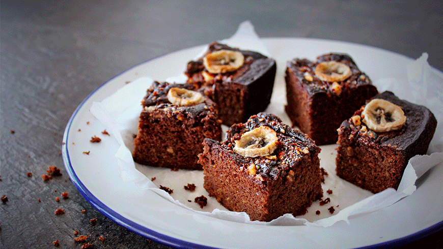 Chocolate, banana and hazelnut cake by Will & Steve for Australia's Biggest Morning Tea. Photo: Supplied