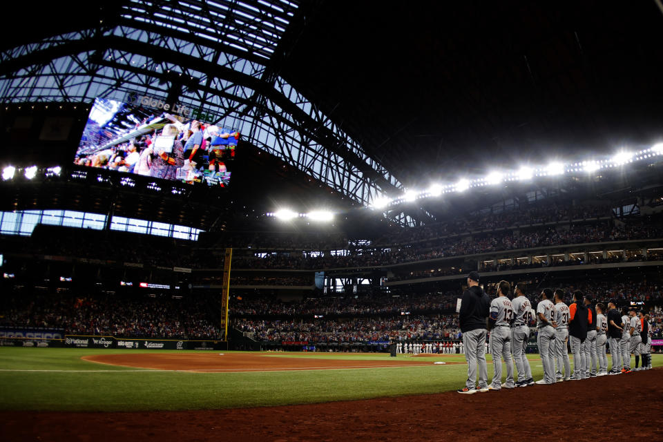 8月底底特律老虎作客，造訪德州遊騎兵主場Globe Life Field。（Photo by Ron Jenkins/Getty Images）