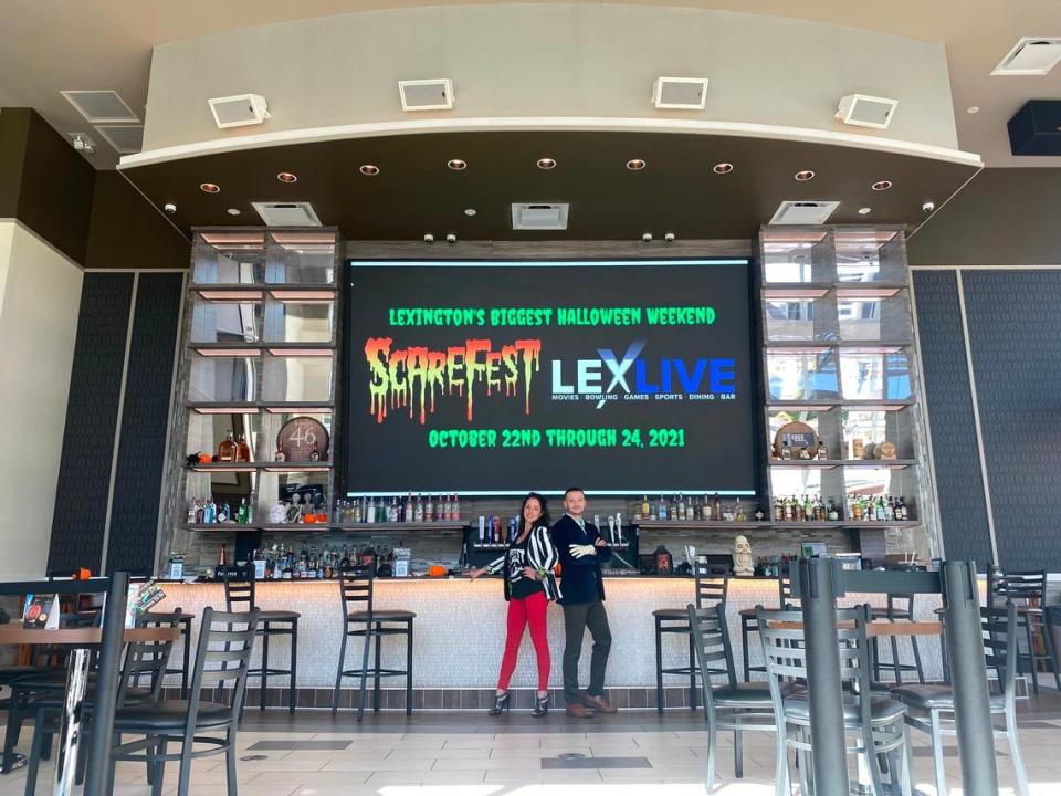 Cameron Jones, right, the marketing director for LexLive! and Michael Jackson for the annual downtown Thriller Parade, helped bring Screfest’s film festival to the new movie theater.