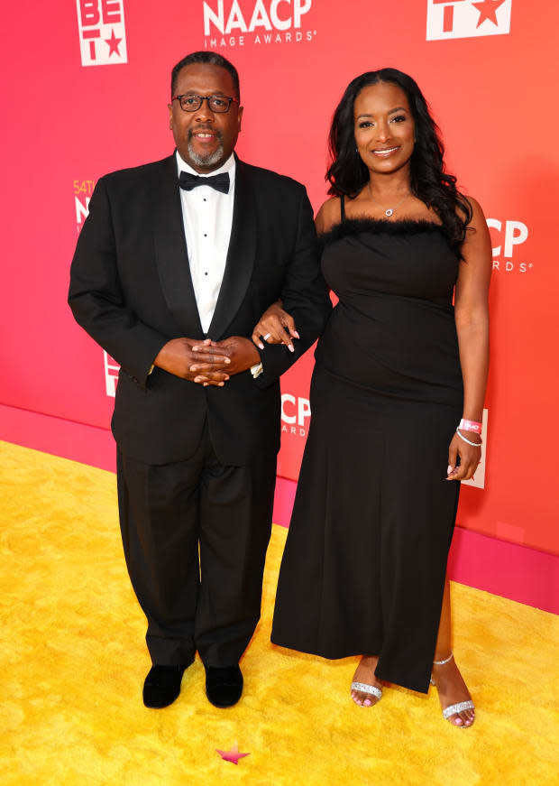 <p><strong> Wendell Pierce</strong> and<strong> Erika Woods</strong></p><p><a href="https://www.gettyimages.com/detail/1469612216" rel="nofollow noopener" target="_blank" data-ylk="slk:Leon Bennett/Getty Images;elm:context_link;itc:0;sec:content-canvas" class="link ">Leon Bennett/Getty Images</a></p>