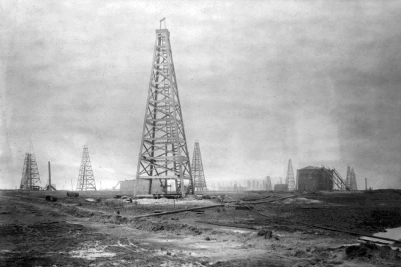 On January 10, 1901, oil was discovered at the Spindletop claim near Beaumont, Texas, launching the Southwest oil boom. File Photo by Library of Congress/UPI