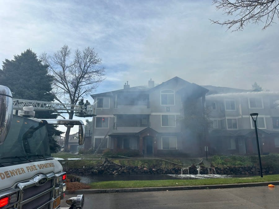 A 2-alarm fire broke out at a multifamily apartment building near Mississippi Avenue and Valentia Street in Denver on April 6, 2024.