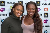<p>Sybil Smith was the first African-American female swimmer to score in an NCAA final (1988, Boston University, 100 Back). Her daughter is tennis star Sloane Stephens (right). </p>