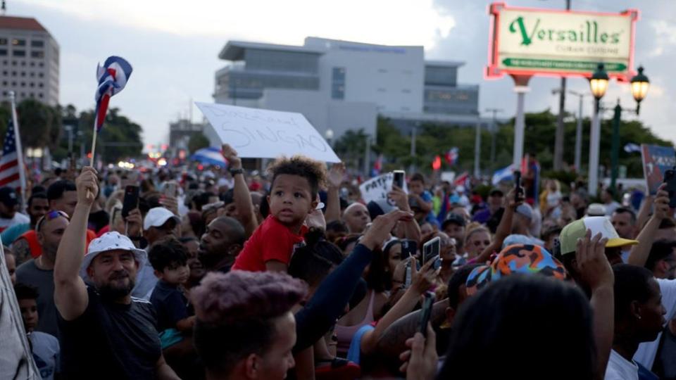 Manifestación en Miami contra el gobierno de Cuba