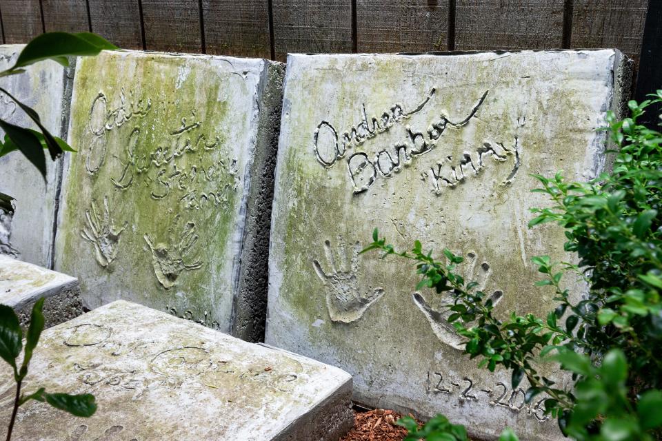 Concrete slabs signed by the original cast of "Full House."