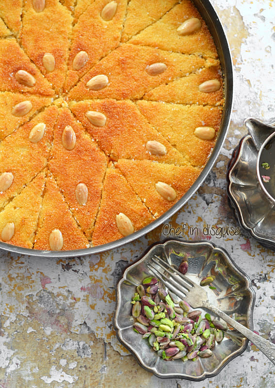 <p>Chef in Disguise</p><p>Harissa is a semolina based dessert, some recipes add coconut while others add a cream filling but in its most basic form harissa is a semolina cake drizzled with syrup and decorated with nuts. Simple yet completely addictive!</p><p><strong>Get the recipe: <a href="https://chefindisguise.com/2015/11/29/harissa-recipe/" rel="nofollow noopener" target="_blank" data-ylk="slk:Harissa;elm:context_link;itc:0;sec:content-canvas" class="link ">Harissa</a></strong></p>