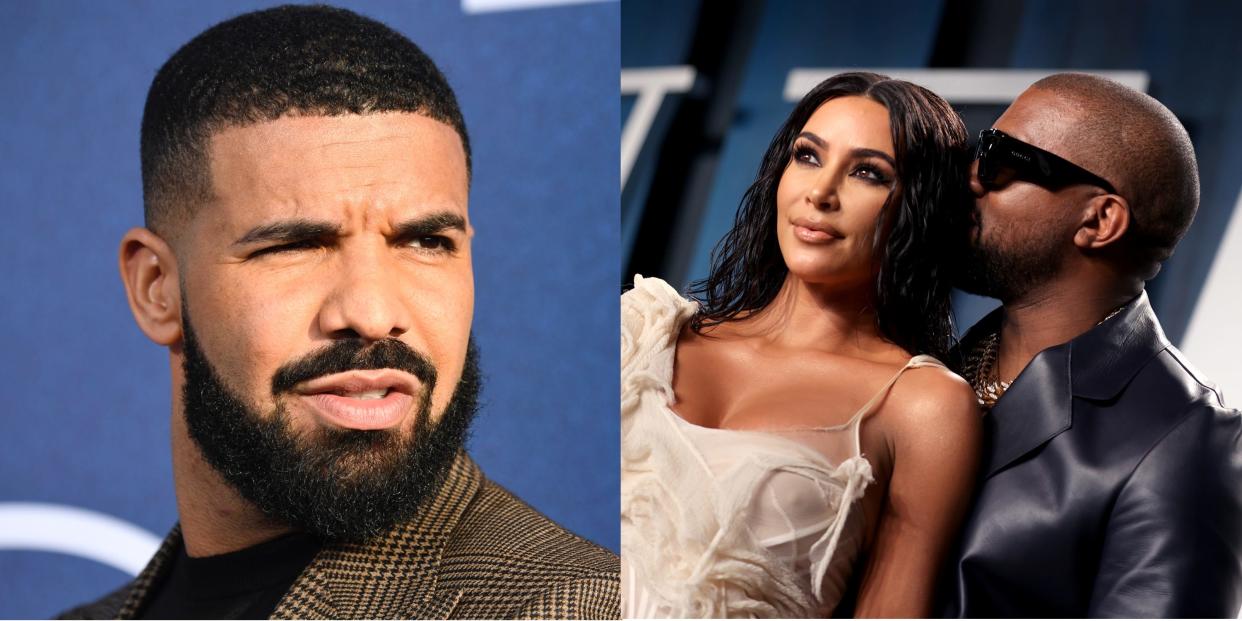 Drake; Kim Kardashian and Ye, formerly known as Kanye West.