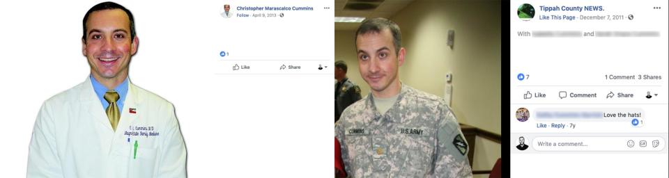 Christopher Cummins, a lieutenant colonel physician in the Army Reserve.&nbsp;Many of his biographical details match those of Discord user&nbsp;giuseppe398, who&nbsp;bragged about posting Identity Evropa flyers in Mississippi and Tennessee. (Photo: )