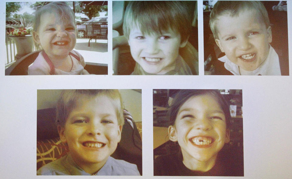 Pictured are the five murdered Jones children – Merah, 8, Elias, 7, Nahtahn, 6, Gabriel, 2, and Elaine, 1, murdered by their father Tim Jones, in Lexington, South Carolina.