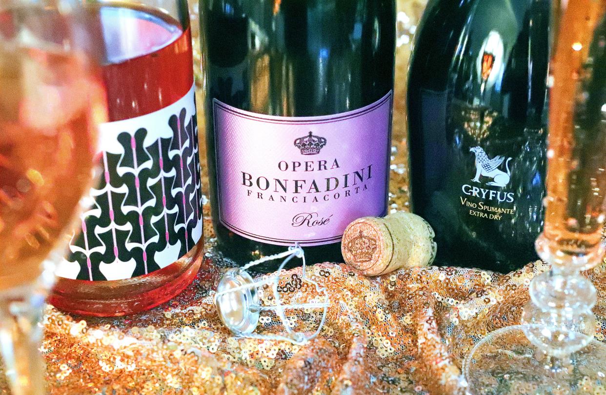 Baja Tango from Argentina, Bonfadini Opera Rose Franciacorta, and Cryfus Vino Spumante Extra Dry brut are three sparkling wines options to Champagne.