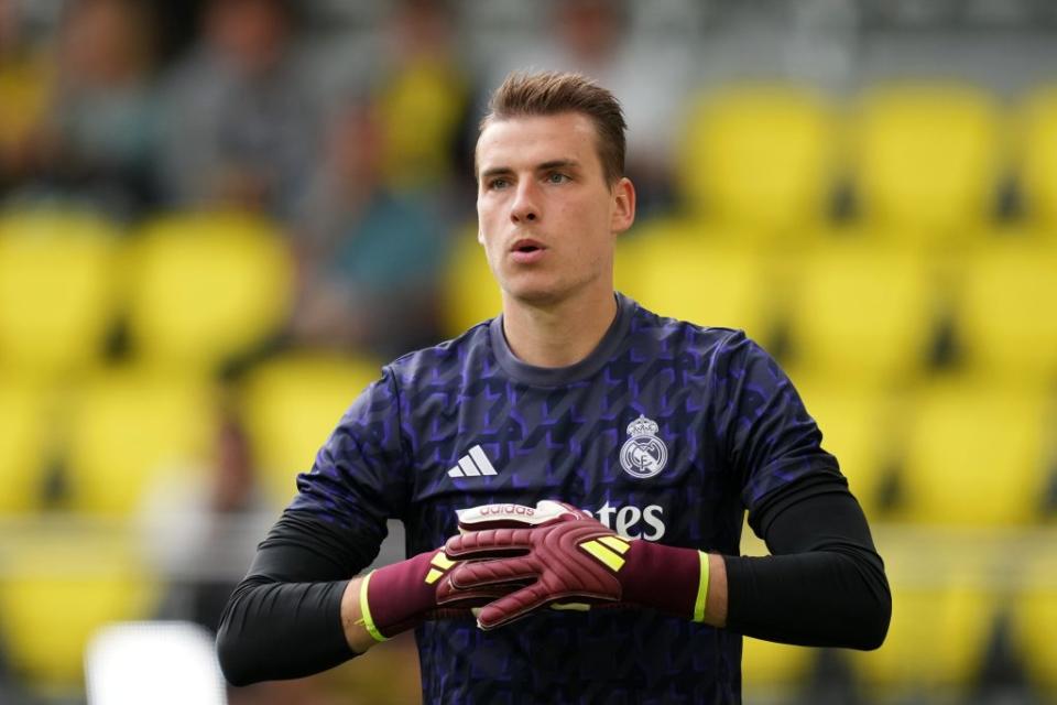 Lunin on the radars of Premier League clubs. (Photo by Alex Caparros/Getty Images)