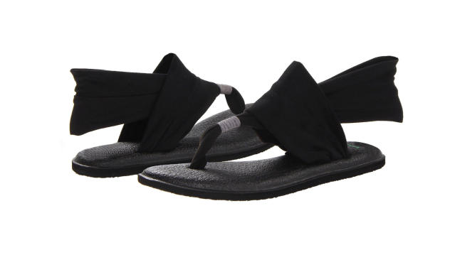 Sanuk Yoga Sling 2 Sandals Women's Size 9 Black Pineapple Print Comfort