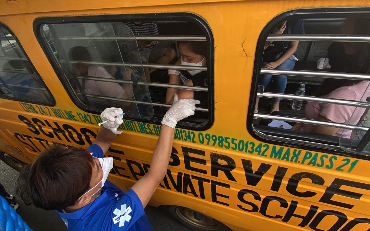 In the Philippines - where cases have jumped by almost 2,000 per cent since the beginning of January - President Rodrigo Duterte has ordered the arrest of unvaccinated people who violate stay-at-home orders - FRANCIS R MALASIG/EPA-EFE/Shutterstock 