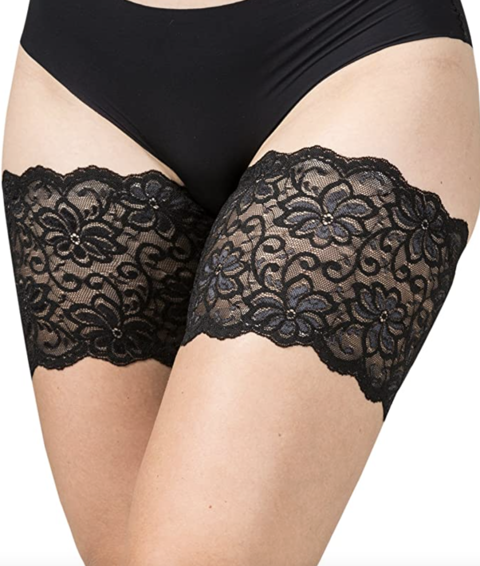 woman in black underwear and black lace thigh bands Bandelettes (Photo via Amazon)