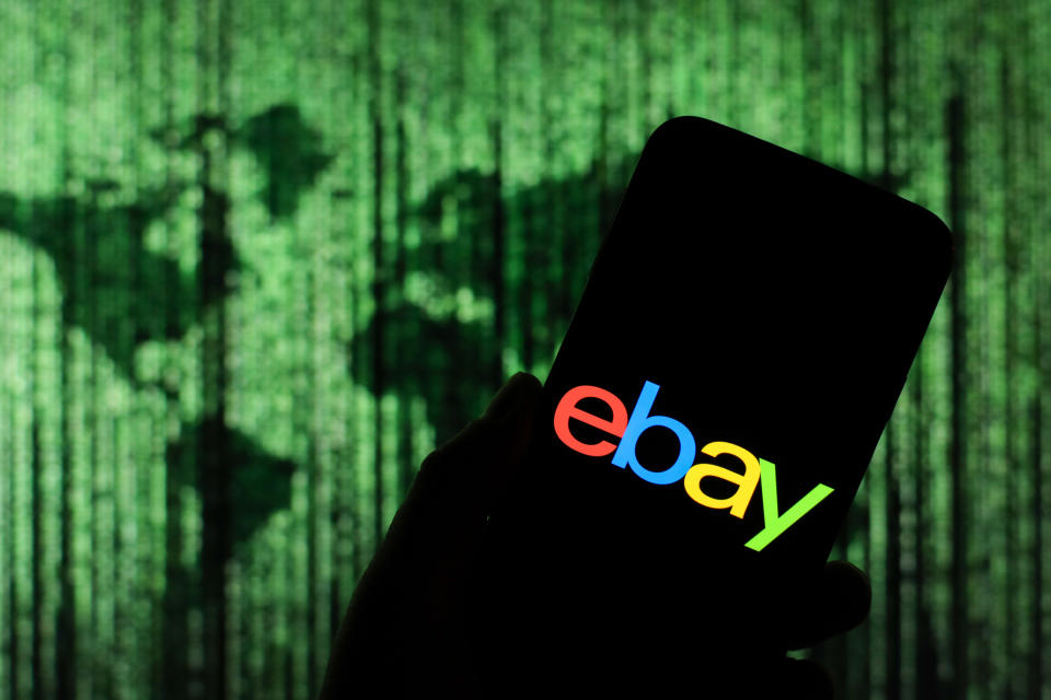 POLAND - 2020/02/26: In this photo illustration an Ebay logo seen displayed on a smartphone. (Photo Illustration by Filip Radwanski/SOPA Images/LightRocket via Getty Images)