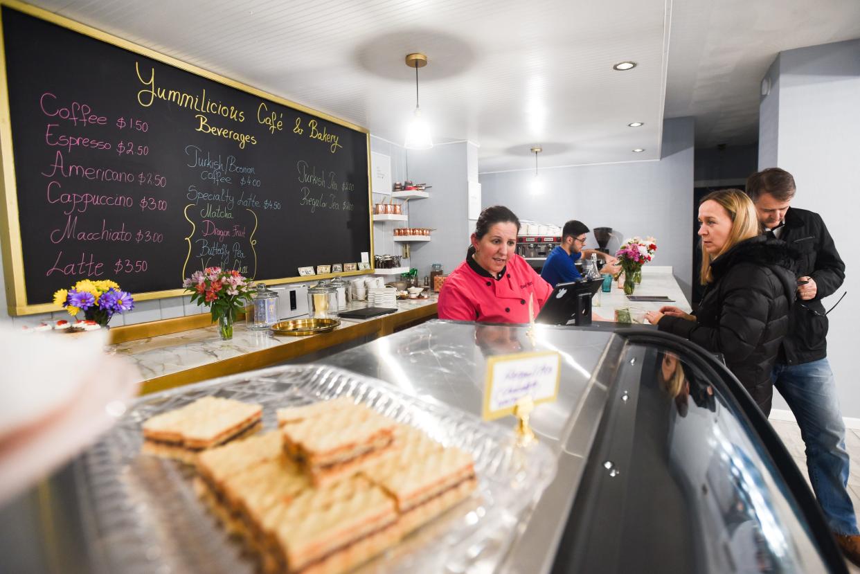 Mersiha Omeragic and her husband Hajrudin opened their cafe called Yummilicious on Rutger Street in Utica. Merisha is a Bosnian refugee who came to Utica in 1994 and married her husband inside the cafe where they had their wedding. A mixture of popular Bosnian and European baked goods, food, coffee and tea are offered to customers along with some Utica classics such as chicken riggies.