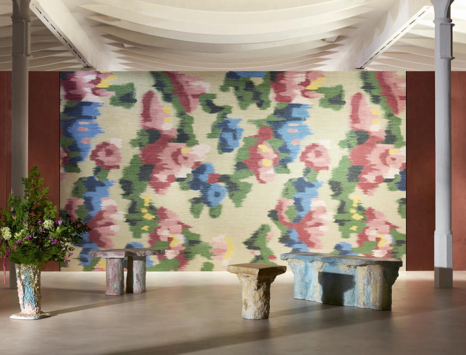 Abstract Floral wallcovering in La Mare Aux Fées by Callidus Guild for Élitis