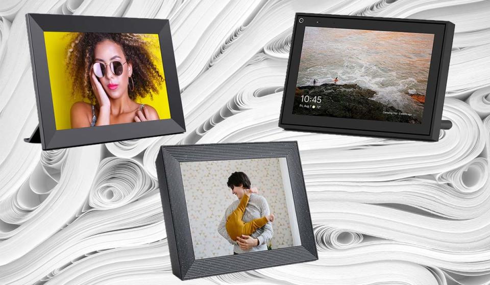 It's time to free your photos from the tiny confines of your phone. Digital frames have come a long way since the early days. (Photos: Amazon, Aura, Facebook)