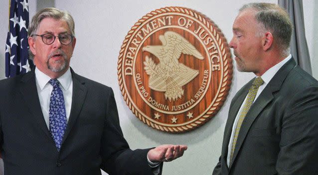 Bryan Schroder, the acting US Attorney for Alaska, left, and Marlin Ritzman, the special agent in charge of the FBI office in Alaska. Source: AAP