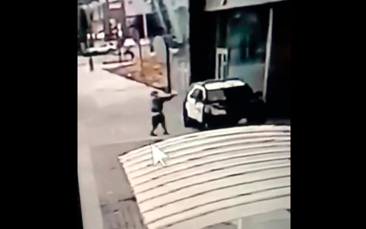 Security footage of gunman firing at patrol car - Los Angeles County Sheriff's Department