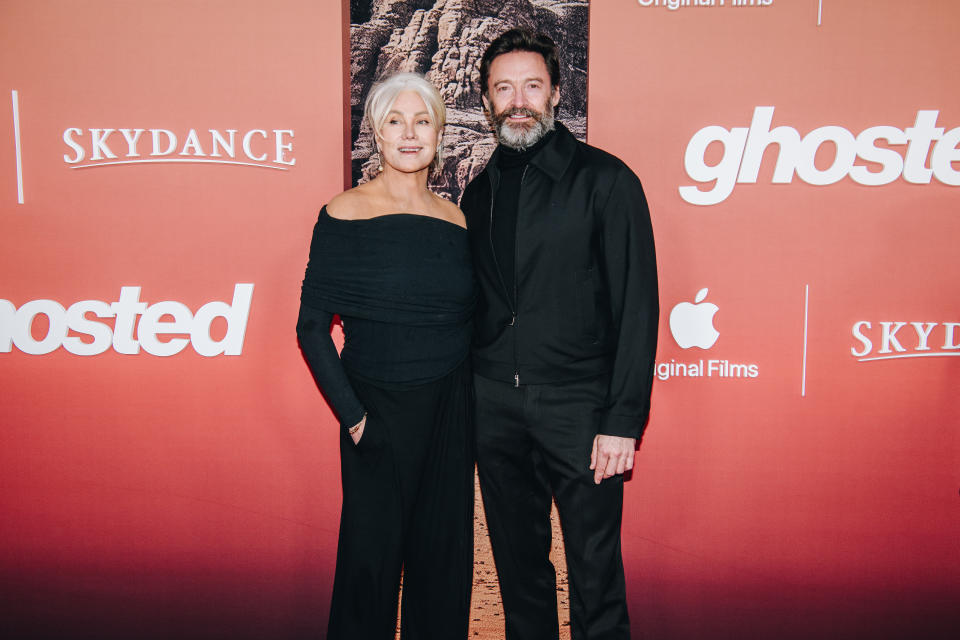 Deborra-Lee Furness and Hugh Jackman at the premiere of "Ghosted" held at AMC Lincoln Square on April 18, 2023 in New York City. (Photo by Nina Westervelt/Variety via Getty Images)