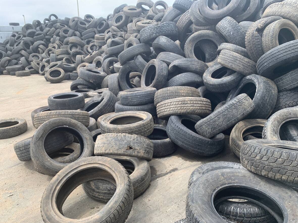 A new tire recycling plant in Conception Bay South aims to process about 500,000 tires per year.  (Mark Quinn/CBC - image credit)