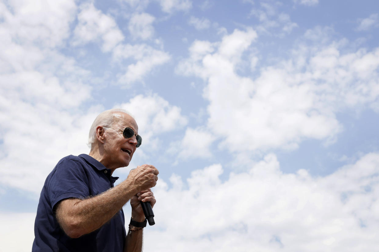 Former Vice President Joe Biden speaks at the Iowa State Fair in Des Moines on Thursday. (AP Photo/Charlie Neibergall)