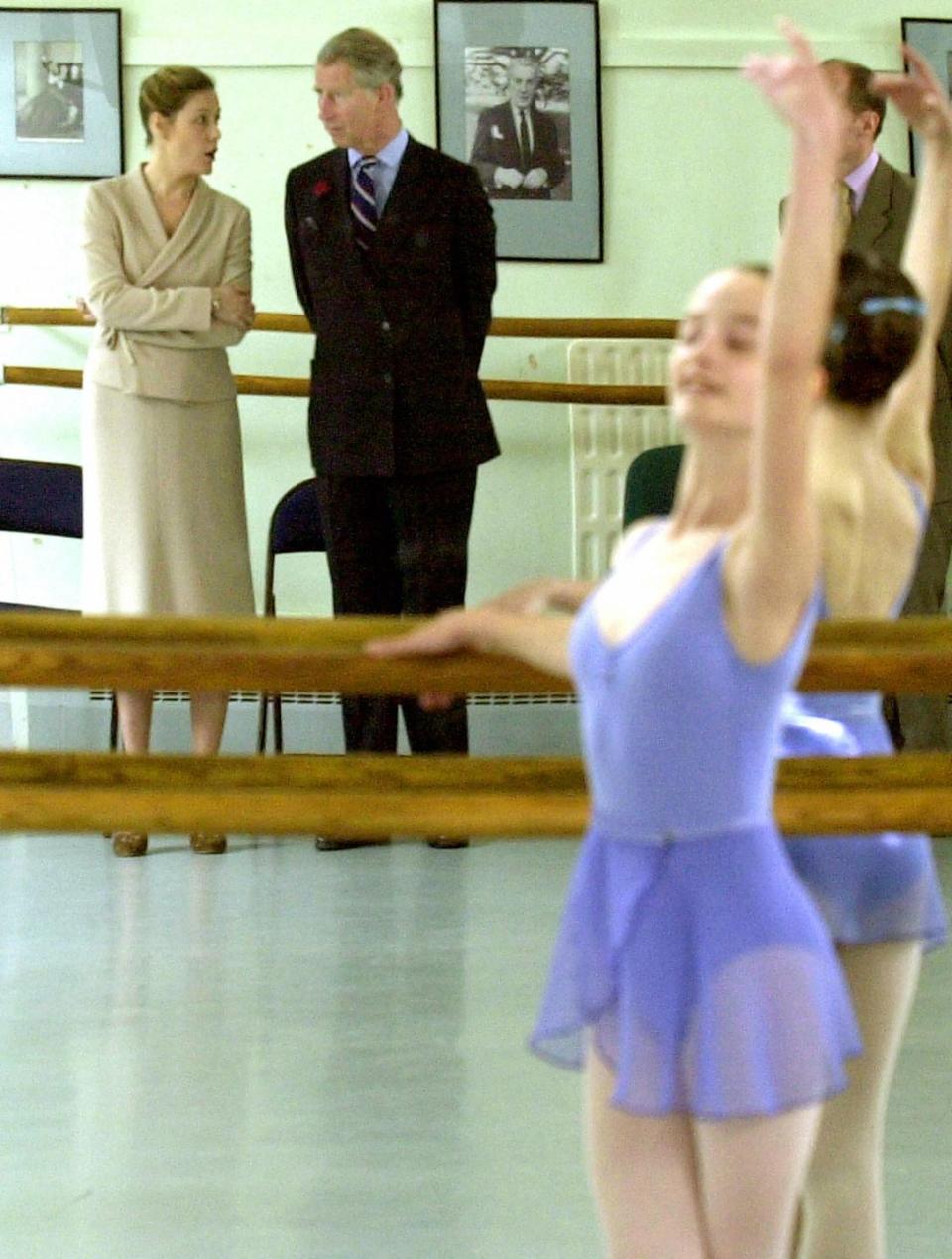 <p>Prince Charles currently serves as the President of the Royal Ballet. Here is is watching a lesson at the organizations's White Lodge School in Richmond Park in 2004.</p>