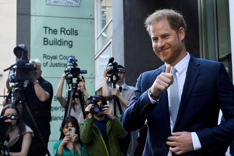 Prince Harry pictured departing the High Court in London on June 7 (REUTERS)