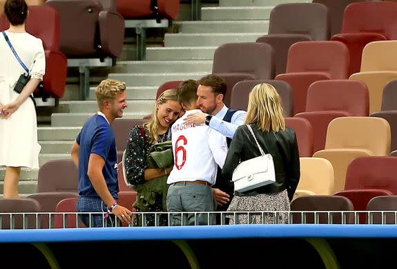 Manager Gareth Southgate of England with wife Alison and family.