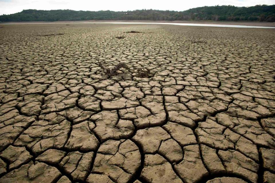 The dry bed of Lake Mendocino, a key reservoir in the region, during the last drought in 2014.