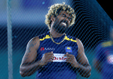 Cricket - Sri Lanka vs England- Sri Lanka Practice Session - Dambulla, Sri Lanka - October 8, 2018. Sri Lanka's Lasith Malinga reacts during a practice session ahead of their first One Day International cricket match with England. REUTERS/Dinuka Liyanawatte/File Photo