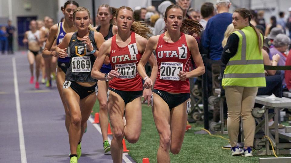 Utah’s Emily Venters and Simone Plourde compete in a meet at the University of Washington. | University of Utah <a class="link " href="https://sports.yahoo.com/mlb/teams/oakland/" data-i13n="sec:content-canvas;subsec:anchor_text;elm:context_link" data-ylk="slk:Athletics;sec:content-canvas;subsec:anchor_text;elm:context_link;itc:0">Athletics</a>