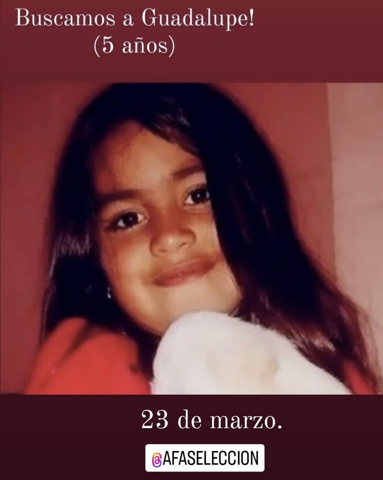 Guadalupe, una chica de cinco años desaparecida