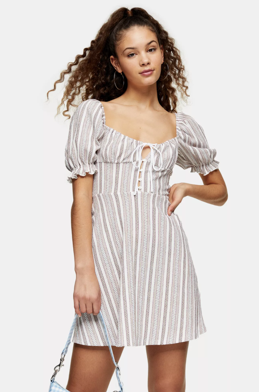 Textured Stripe Tea Dress. Image via Topshop.