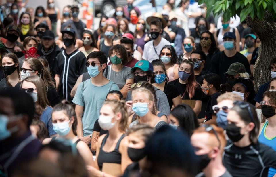 George Floyd protesters in Fort Collins, Colorado, on June 2, 2020.