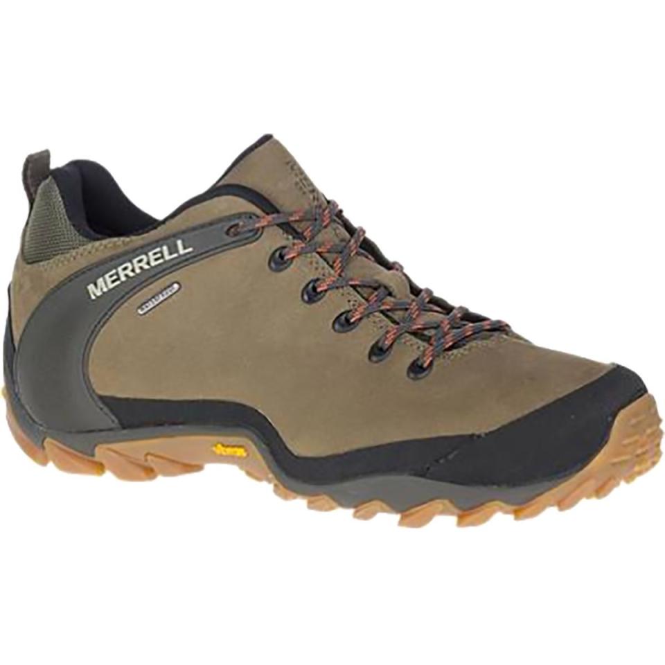 1) Merrell Chameleon 8 Leather Waterproof Hiking Shoes