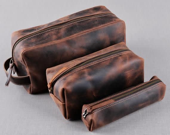 Personalized Leather Toiletry Bag