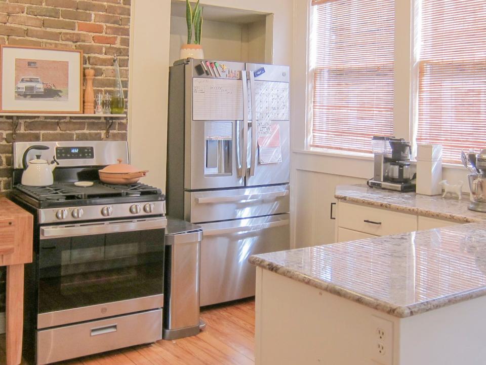 The kitchen is light and airy, but plans are in the making for a renovation.