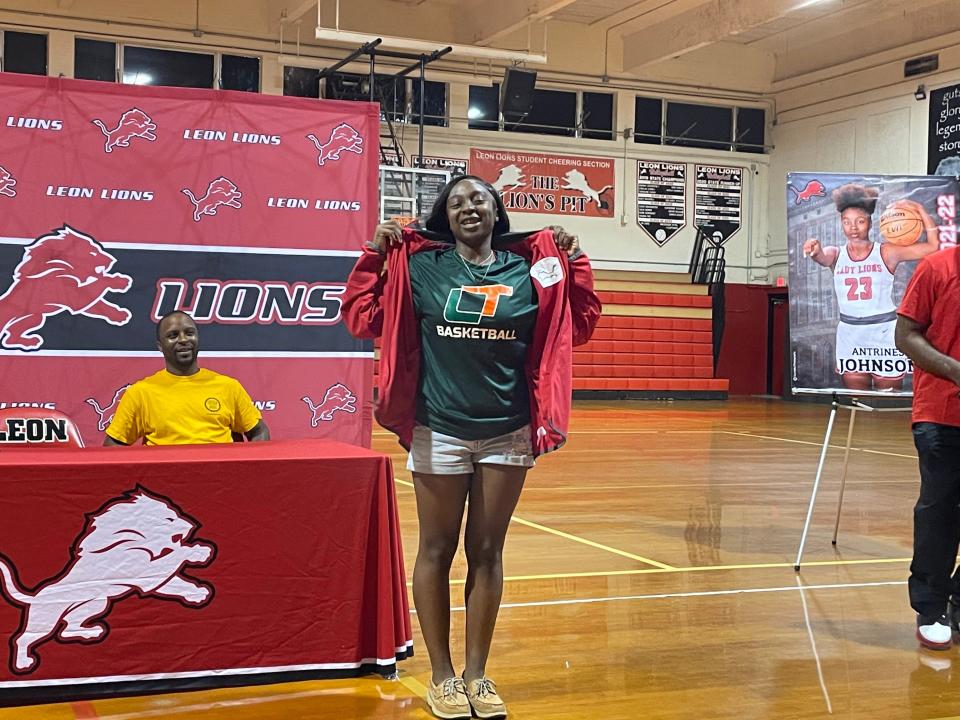 Leon's Antrinesha Johnson signed a National Letter of Intent to play basketball at Lincoln Trail College in Illinois on June 30, 2022, at Leon High School.