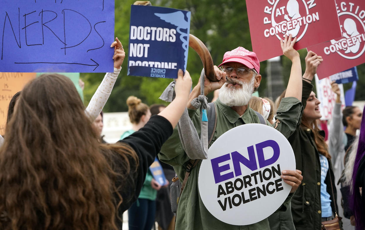 Image: Steve Corson, 65, of Fredonia, Ariz., outside the Supreme Court on May 3, 2022. (Jack Gruber / USA TODAY)