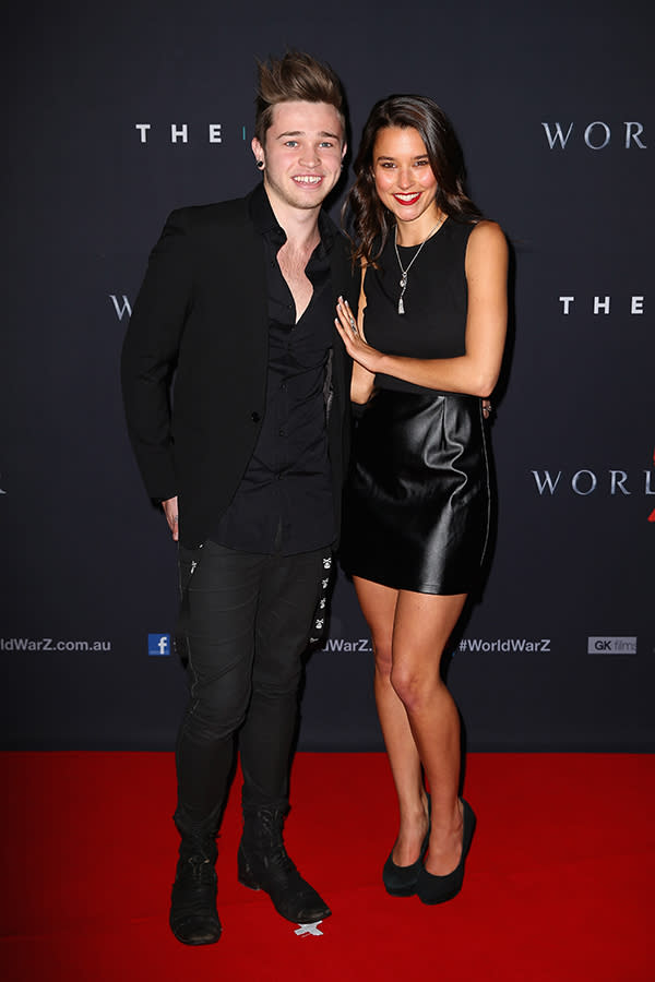 Singer Reece Mastin with girlfriend, Home & Away actress Rihannon Fish, looking every inch the cute couple.