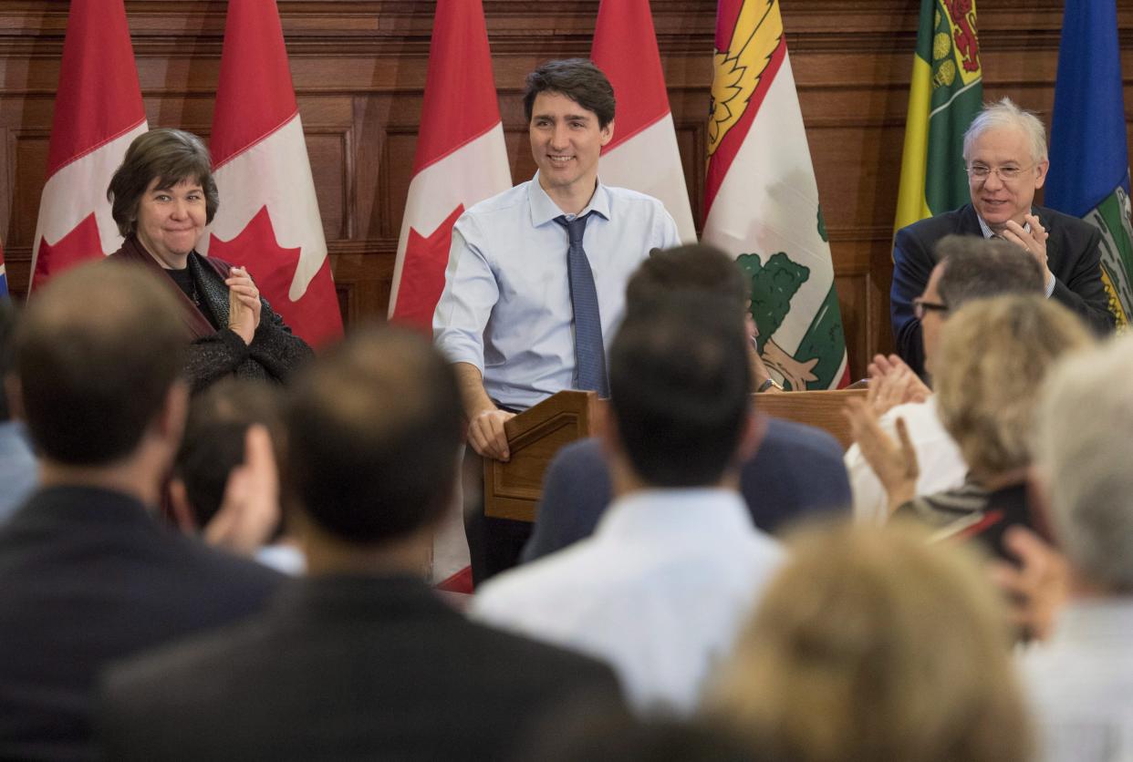 Prime Minister Justin Trudeau speaks at the Liberal National Caucus in Ottawa. Photo from CP Images