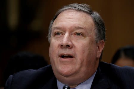 FILE PHOTO: U.S. Secretary of State Mike Pompeo testifies before a Senate Foreign Relations Committee hearing titled